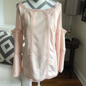 🎉Soft Peach Cold Shoulder Top